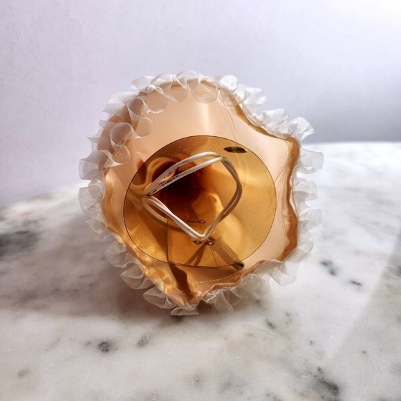 Vintage Pigtail Angel Christmas Tree Topper Light Up Blonde Hair Peach Dress - Picture 6 of 7